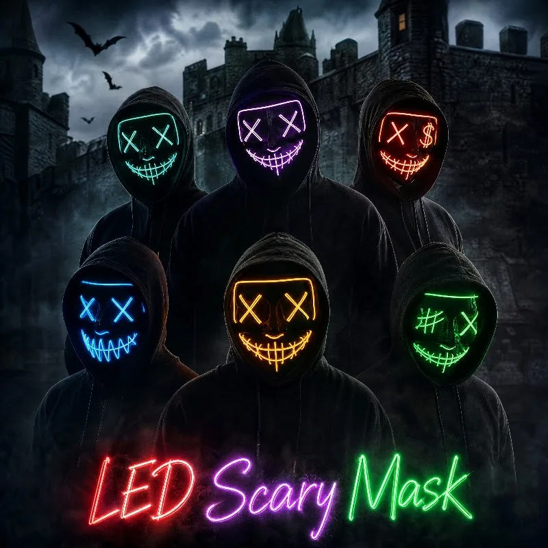 Led Purge Mask Halloween - Fournitures de fête d'Halloween 2026, masque