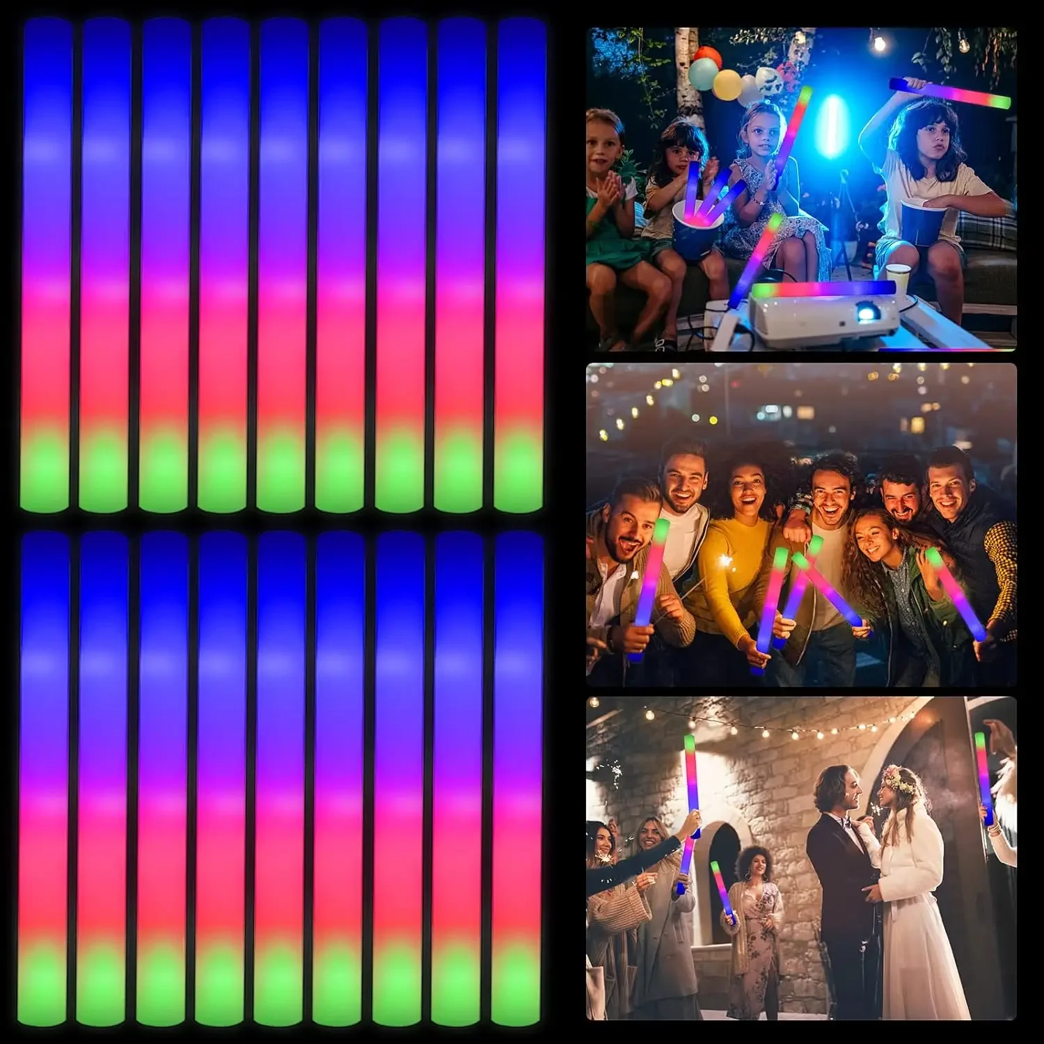 1Z-50PCS Bâtonnets lumineux en - Flashing Led Foam Sticks Party avis et prix